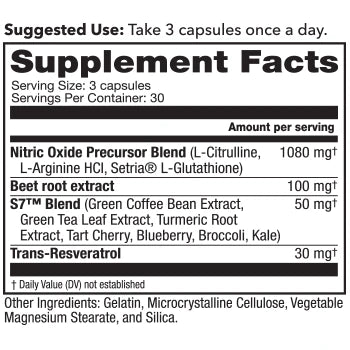 Blood flow-7 supplement facts label 