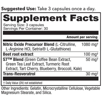 Blood flow-7 supplement facts label 