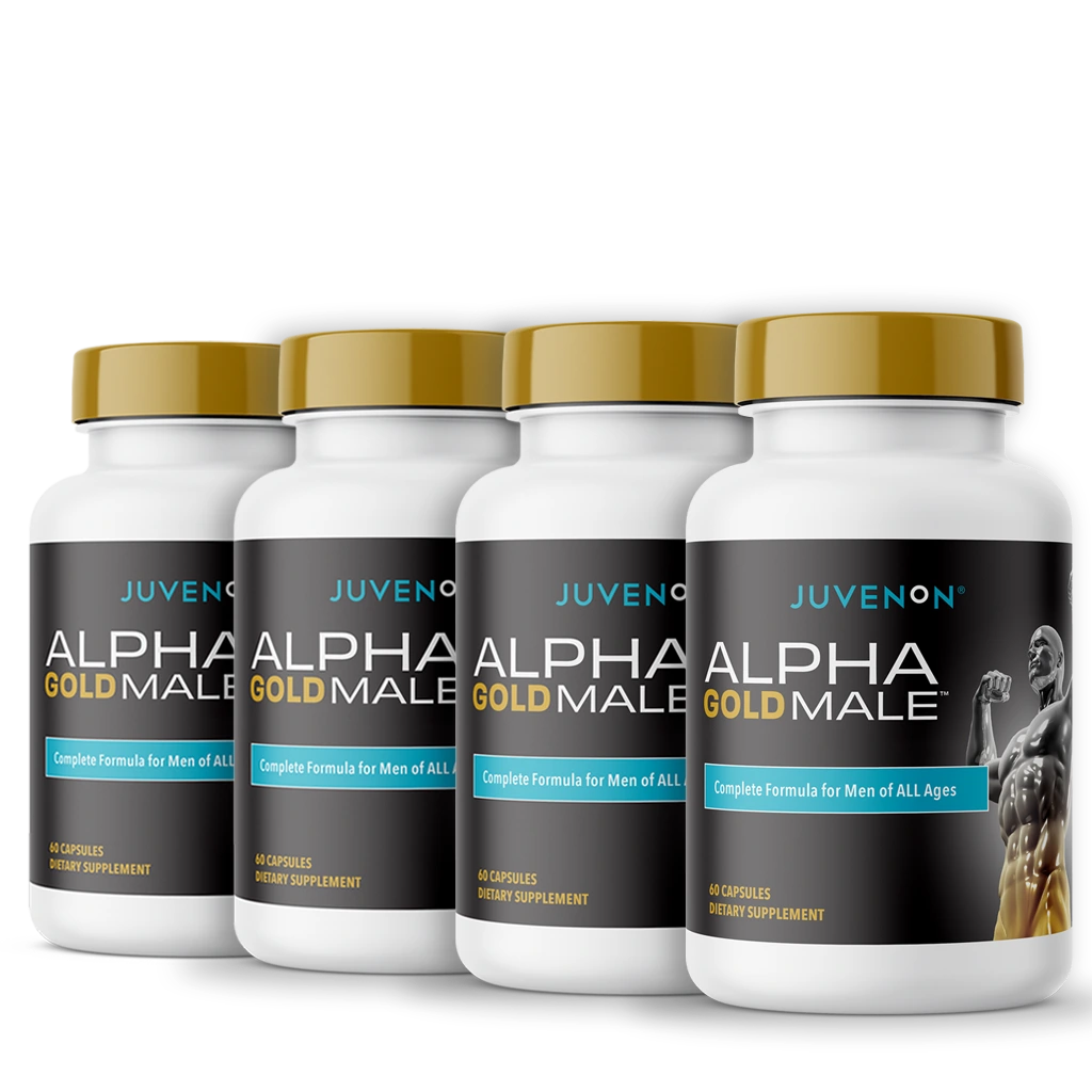 Four containers of Juvenon&#39;s alpha gold male supplement