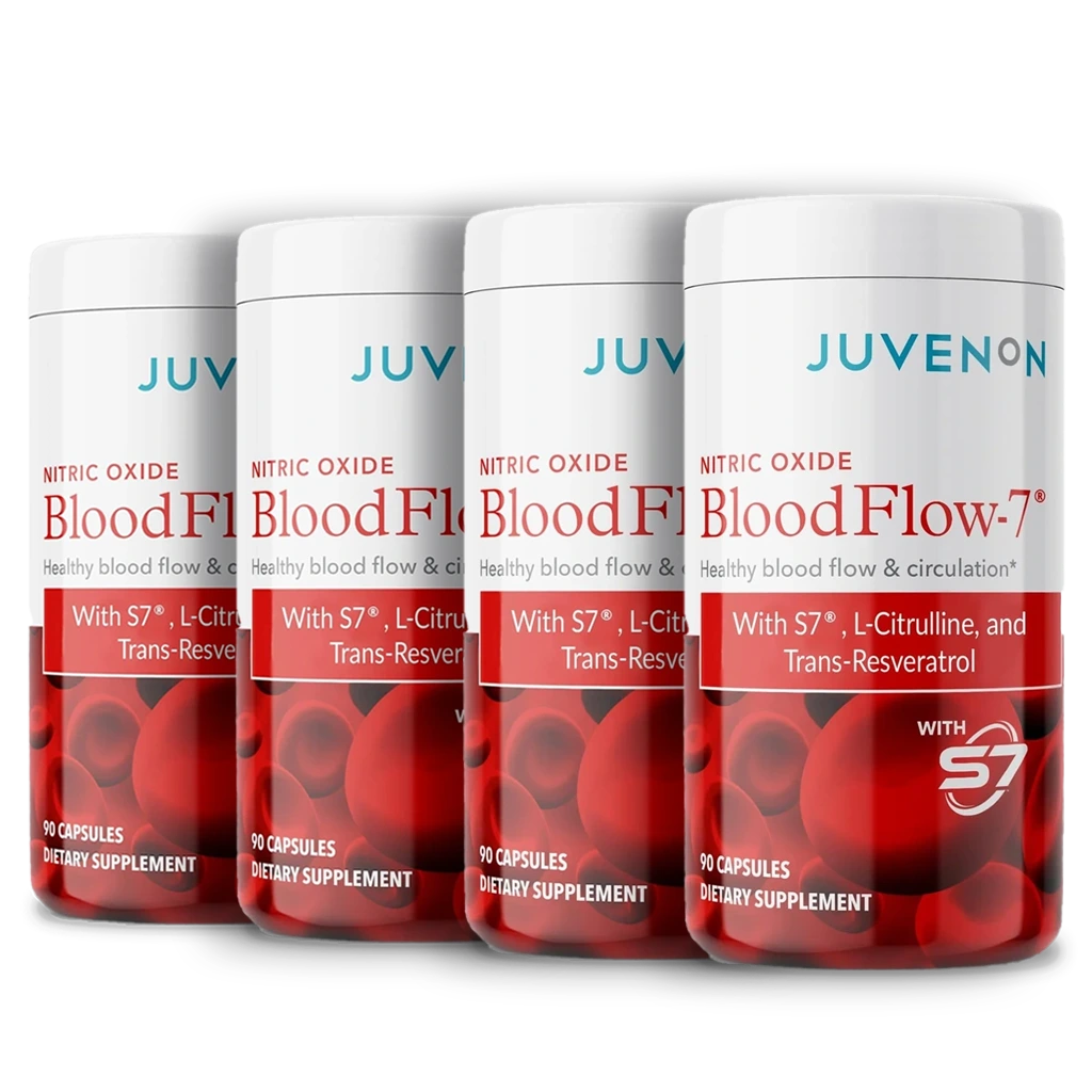 Four containers of Juvenon&#39;s blood flow-7 supplement