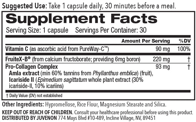 Nuvoflex supplement facts label