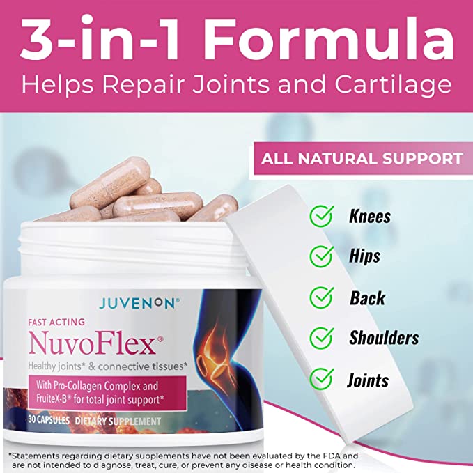 Juvenon NuvoFlex supplement with benefits highlighted